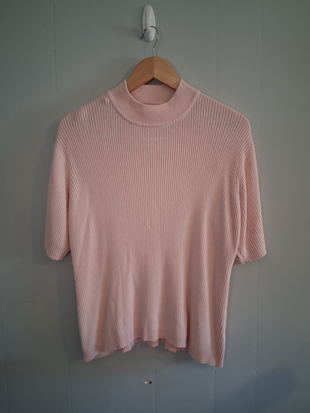 Yarnworks Ribbed Mock Turtleneck Short Sleeved Sweater Size XL